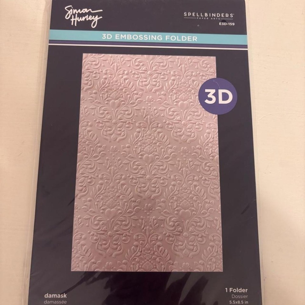 Spellbinders Simon Hurley Damask 3D Embossing Folder E3D-159 5.5x8.5in